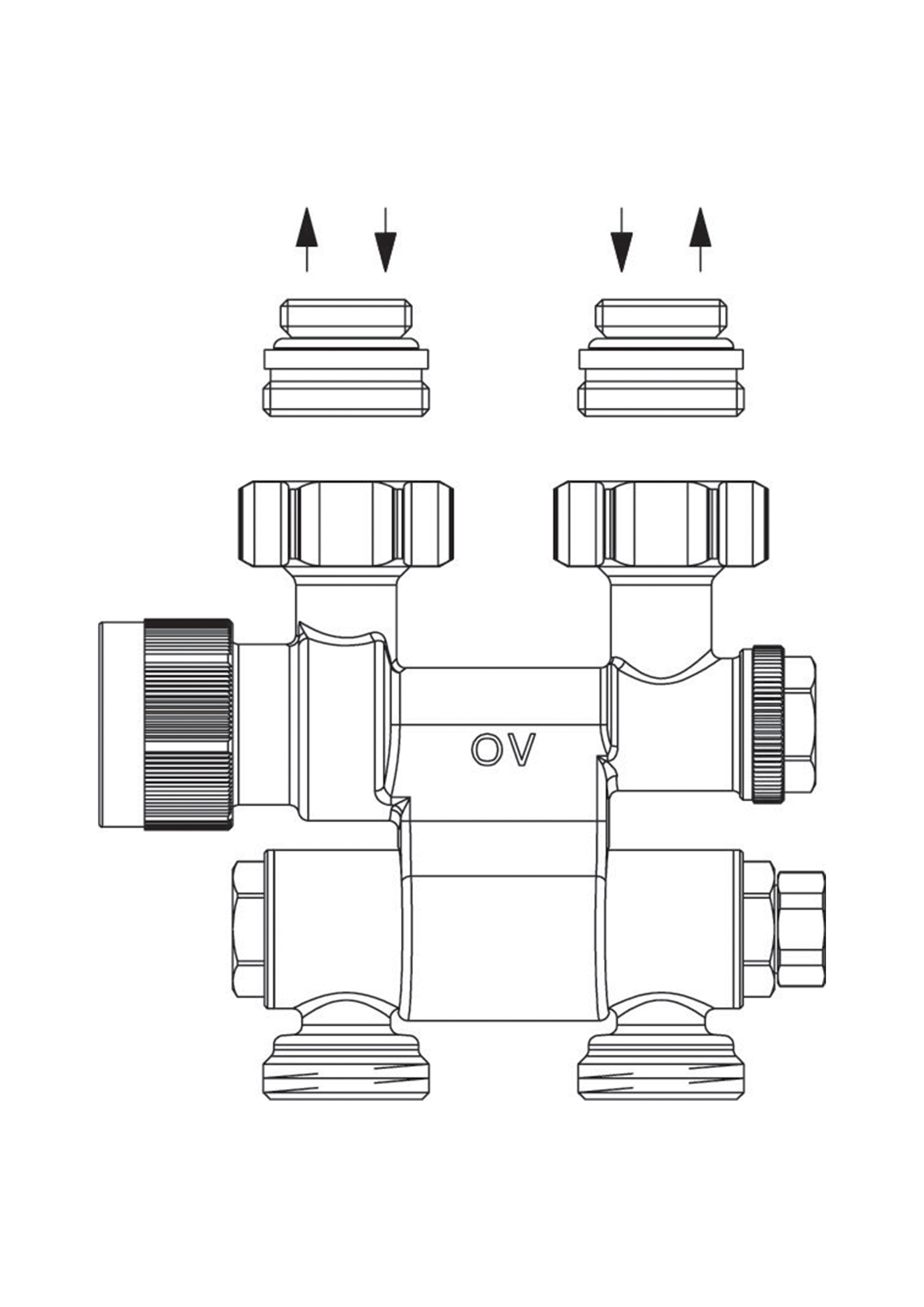 Ventil OVENTROP (kit) bílý 1/2" x 3/4"EK termostat. rovný/rohový (otočný), nikl/bílá