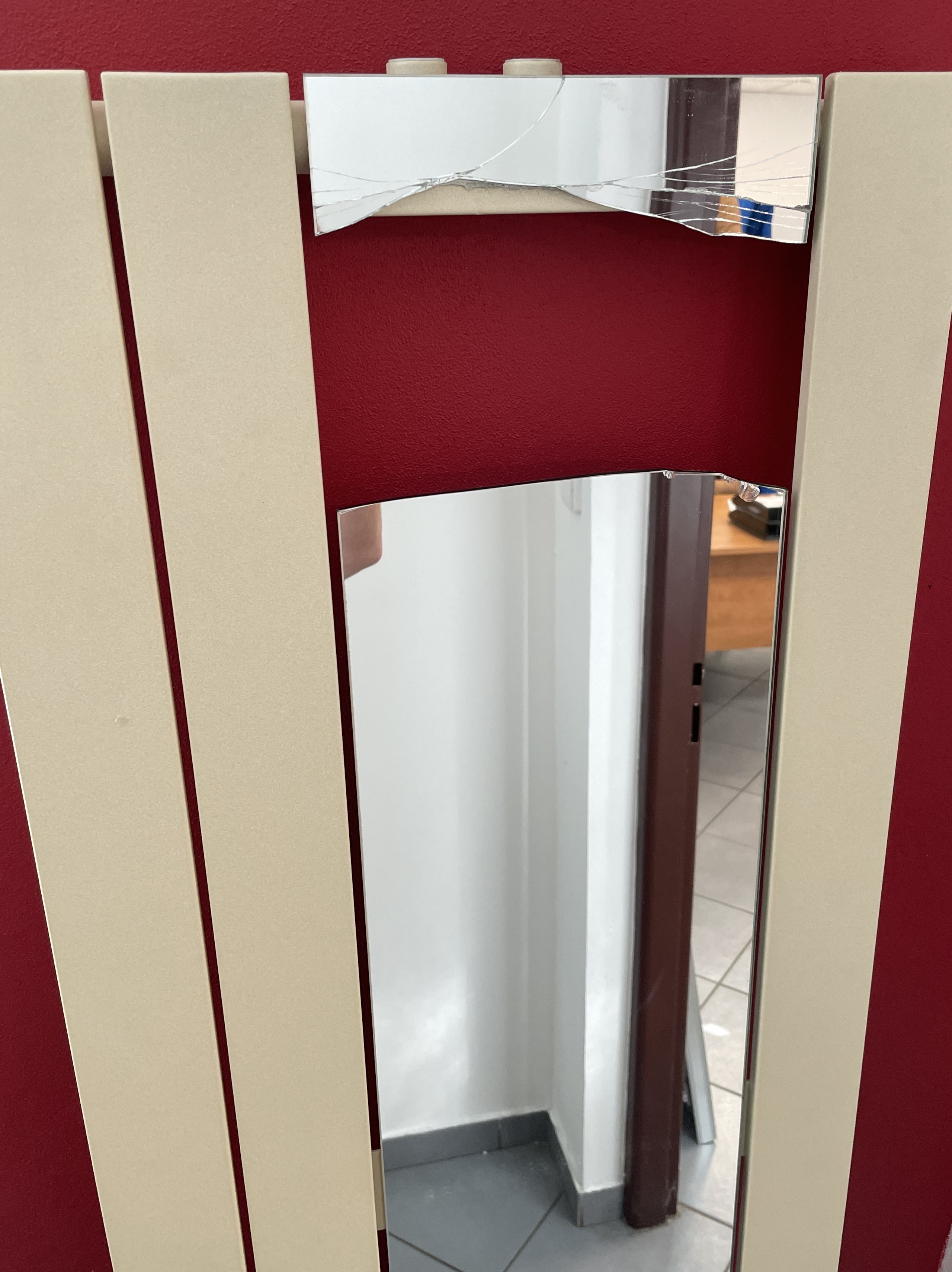 Radiator STRIPE MIRROR Vertical single 450 x 1800 x 74mm, na zeď, béžová