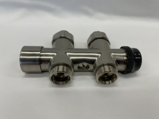 Ventil CARLIX Centrixblock 50mm 1/2" x 24-19mm, přímý, s termostatem, kartáč nerez (JC)