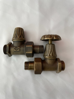 Retro ventil Art Deco 1/2" x 24-19mm, přímý, antika bronz (M)